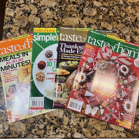 Lot Of 4 Taste Of Home Back Issues Recipes Magazines 2012 3 Holiday Magazines - Picture 1 of 11